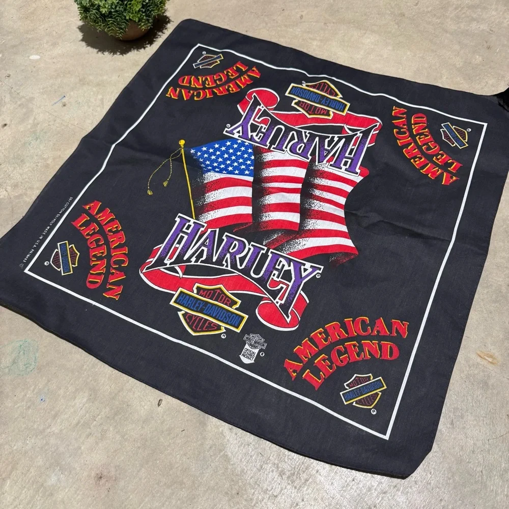 Harley Davidson Vtg Bandana Handkerchief‎ Dew Rag USA Made 21” Motorcycle Biker